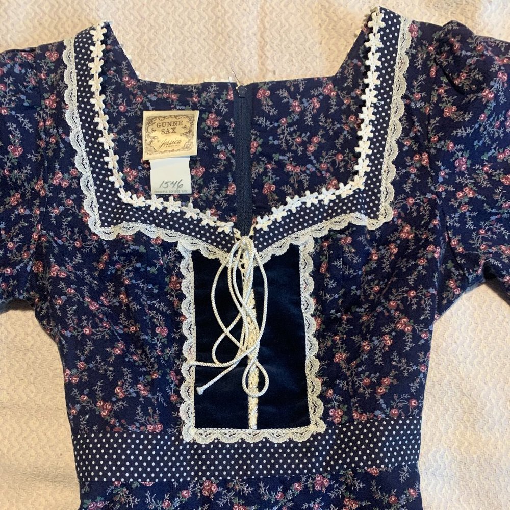 Gunne Sax Vintage Prairie Western Floral Dress